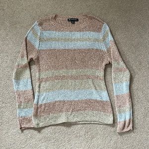 Inc metallic (gold, silver, bronze) striped knit long sleeve top-XL